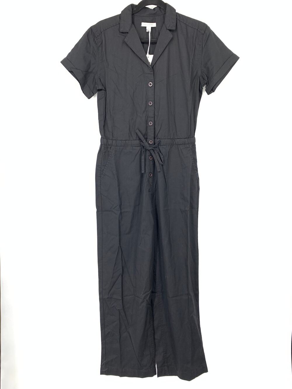 Free Assembly Short Sleeve Jumpsuit Womens Size Small Black Notched Collar NEW